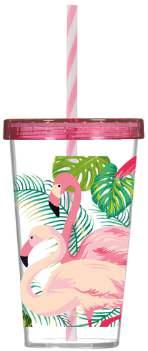 Склянка HEREVIN з трубочкою Flamingo P 660 мл (161448-003P)